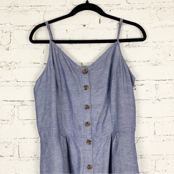 Joules Abby Blue Linen Midi Button Up Sleeveless Sundress 12 - Picture 4 of 9
